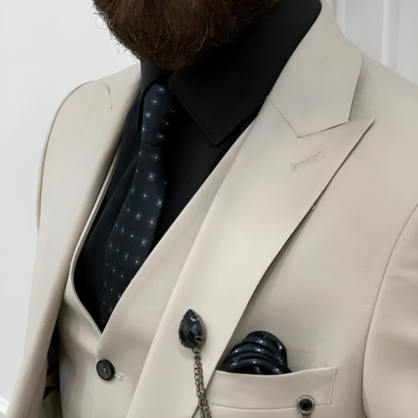 3 Piece Beige Men’s Prom Suits - Image 6