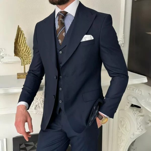 Men’s Formal Navy Blue 3 Piece Suit