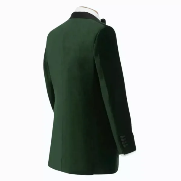 Mens Modern Fit Suit Emerald Green Velvet Tuxedo Jacket - Image 4