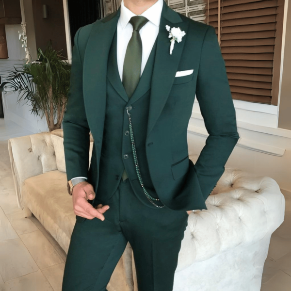 Mens Tuxedo Dark Green Three Piece Suit
