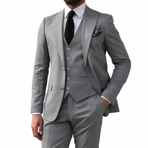 3 Piece Men’s Light Grey Suit