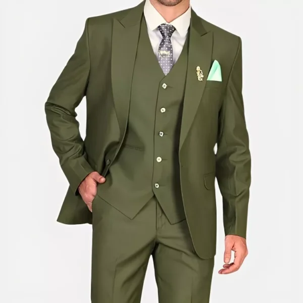 Mens Slim Fit 3 Piece Green Suit For Wedding - Image 5