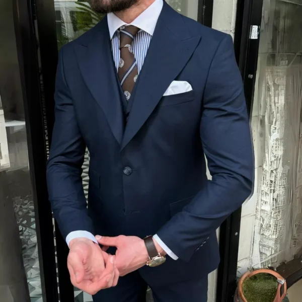 Men’s Formal Navy Blue 3 Piece Suit - Image 5