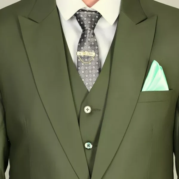 Mens Slim Fit 3 Piece Green Suit For Wedding - Image 4