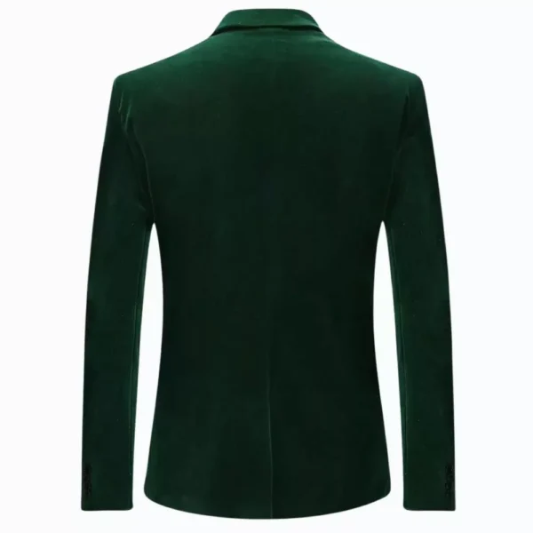 Mens Modern Fit Suit Emerald Green Velvet Tuxedo Jacket - Image 2