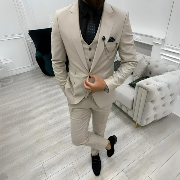 3 Piece Beige Men’s Prom Suits
