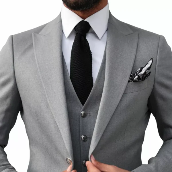 3 Piece Men’s Light Grey Suit - Image 4