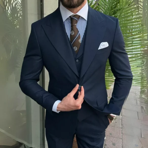 Men’s Formal Navy Blue 3 Piece Suit - Image 4