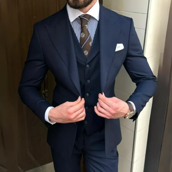Men’s Formal Navy Blue 3 Piece Suit - Image 3