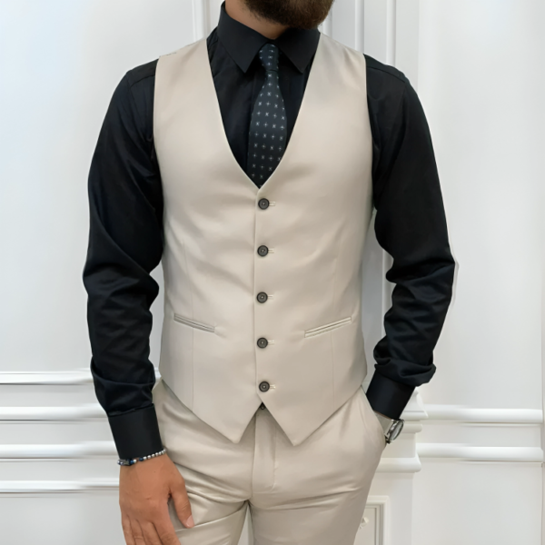 3 Piece Beige Men’s Prom Suits - Image 3