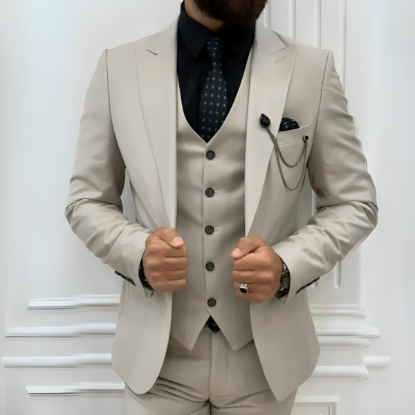 3 Piece Beige Men’s Prom Suits - Image 2