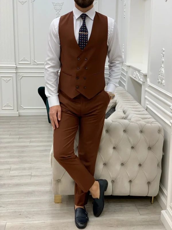 Men’s Dark Brown 3 Piece Suit - Image 5