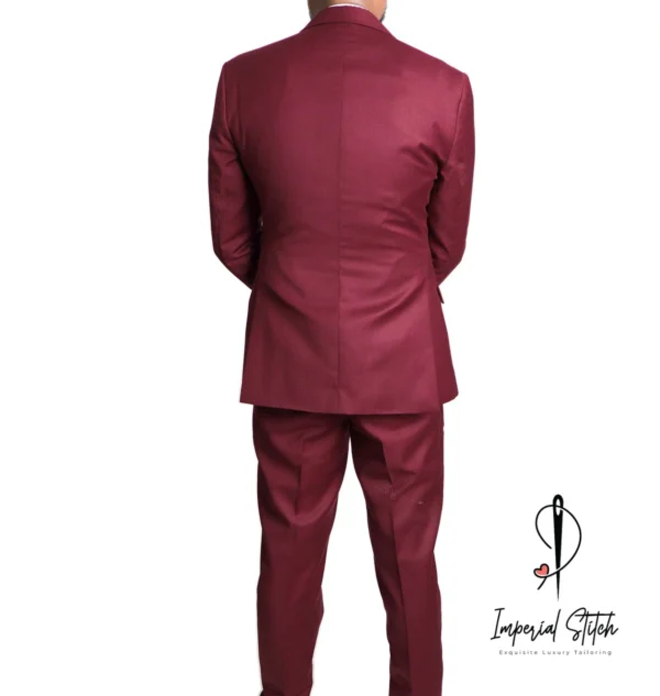 Slim Fit Designer Three Piece Red Wine Men's Suit - Image 6