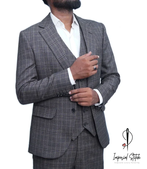 Slim Fit Jacket Vest Pant Coffee Color Husband Suits