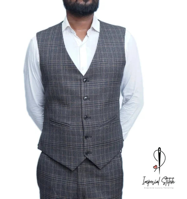Slim Fit Jacket Vest Pant Coffee Color Husband Suits - Image 2