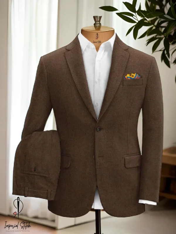 Premium Three Piece Coffee Brown Color Men's Suit - Image 3