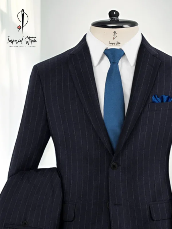 Black Chalk Stripe 3 Piece Suit - Image 4