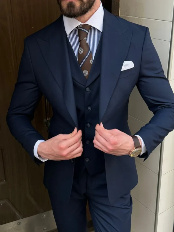 Classy Three Piece blue Men's Suit for Wedding