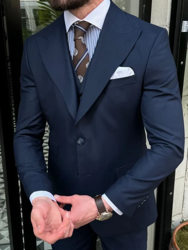 Classy Three Piece blue Men's Suit for Wedding - Image 3