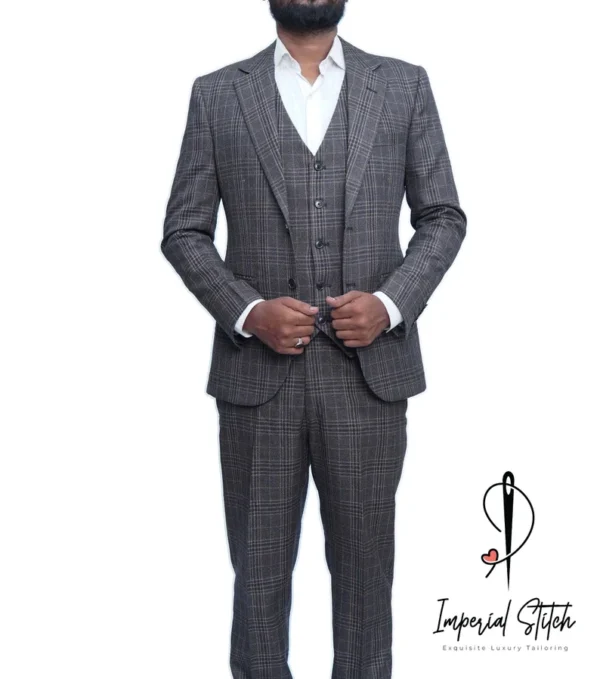 Slim Fit Jacket Vest Pant Coffee Color Husband Suits - Image 4
