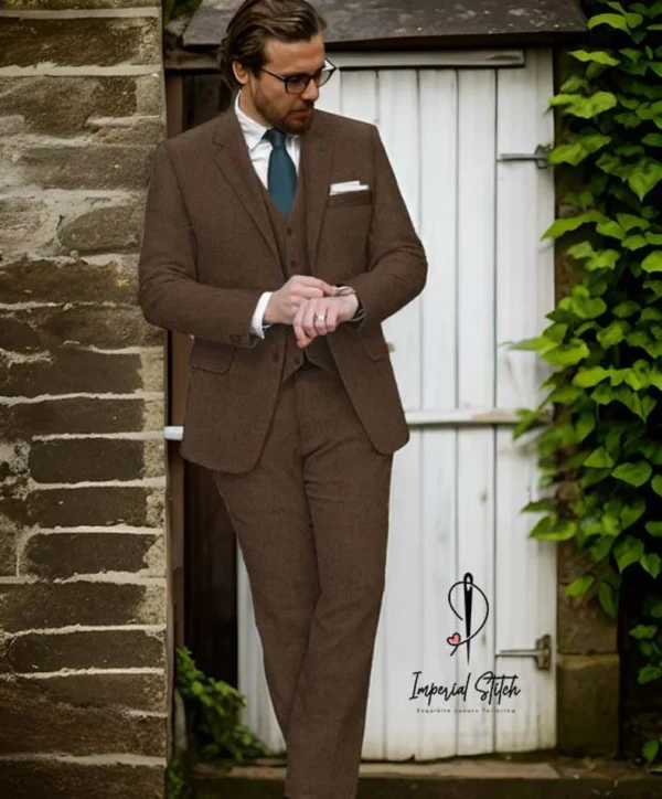 Premium Three Piece Coffee Brown Color Men's Suit