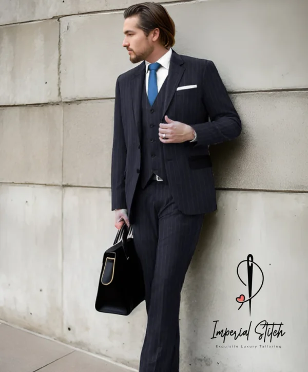 Black Chalk Stripe 3 Piece Suit