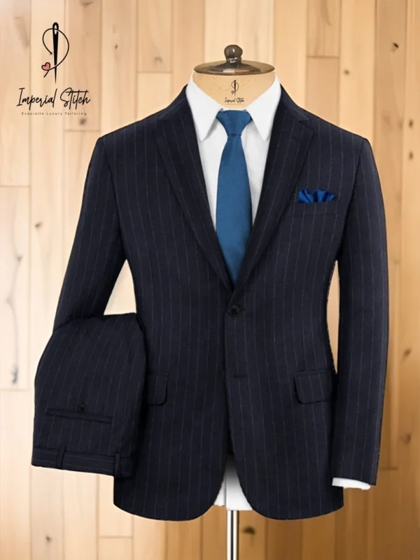 Black Chalk Stripe 3 Piece Suit - Image 6
