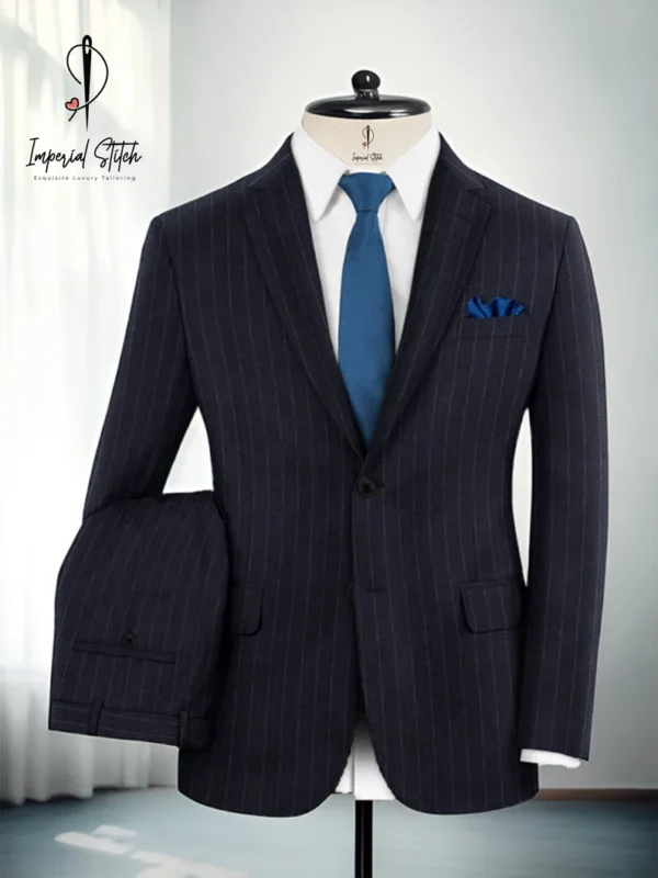 Black Chalk Stripe 3 Piece Suit - Image 5