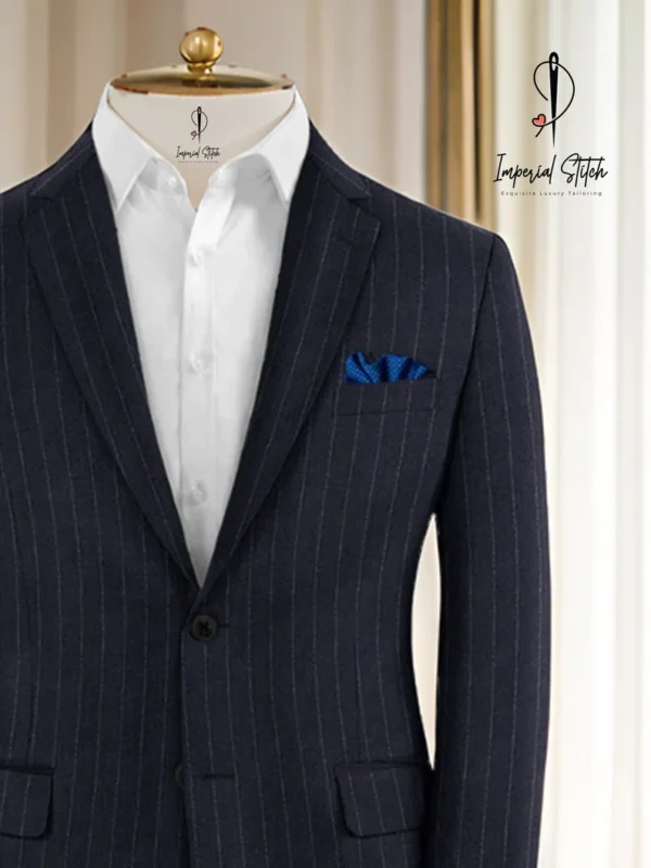 Black Chalk Stripe 3 Piece Suit - Image 3