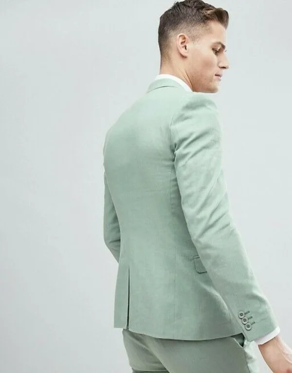 Classy Three Piece sage green Men's Suit - Image 3
