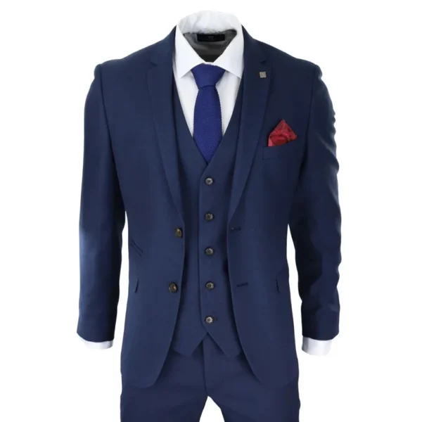 Classy Three Piece blue Men's Suit for Wedding