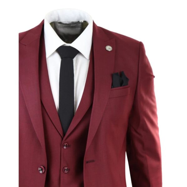Classy Three Piece Burgundy Men's Suit for Wedding - Image 4