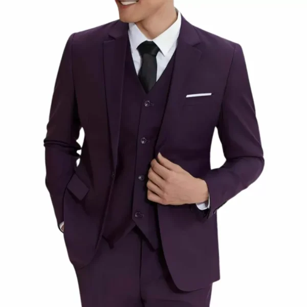 Men’s Three Piece Purple Casual Slim Fit Suit