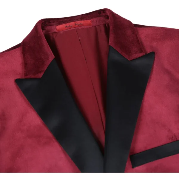 290-8 Men's Slim Fit Stretch Red Tuxedo Blazer - Image 2