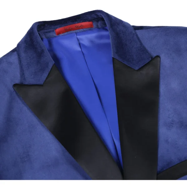 290-7 Men's Slim Fit Stretch Blue Tuxedo Blazer - Image 4