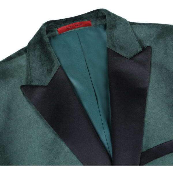 290-9 Men's Slim Fit Stretch Green Tuxedo Blazer - Image 4