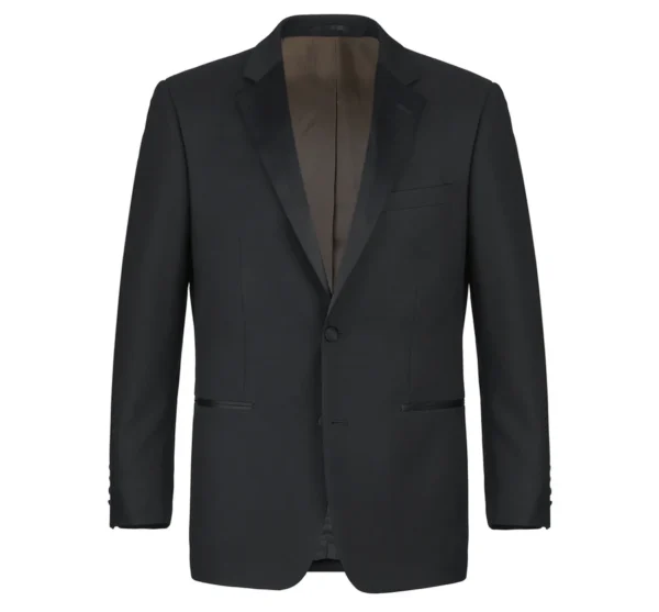 Men's Satin Notched Lapel 2-Piece Black Wool Tuxedo