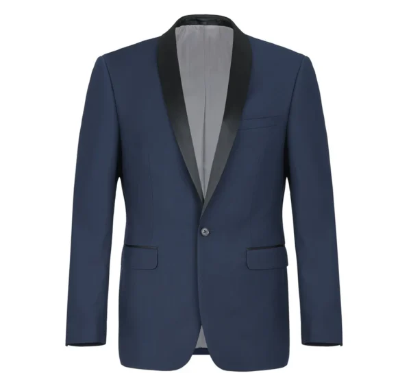 Men's Slim Fit 2-Piece Shawl Lapel Tuxedo Navy Blue Suit - Image 6