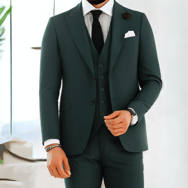 3Piece Forest Green Formal Suit for Men