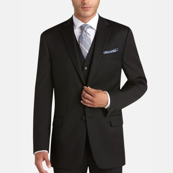 Classic Three Piece Black Slim Fit Suit For Mens