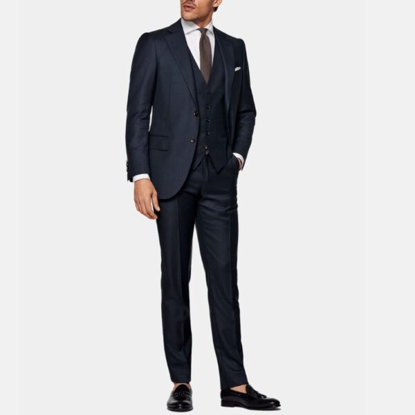 Classic Navy Blue Mens Three Piece Suit - Image 5