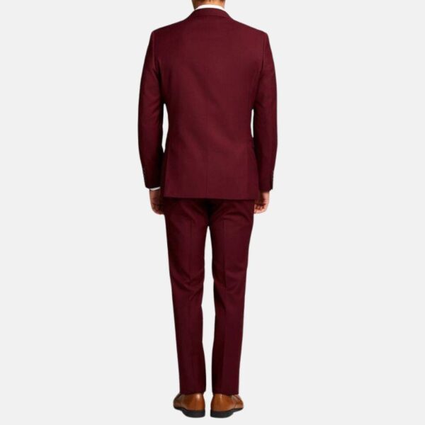 Berlin 3 Piece Wedding Mens Maroon Suit - Image 3
