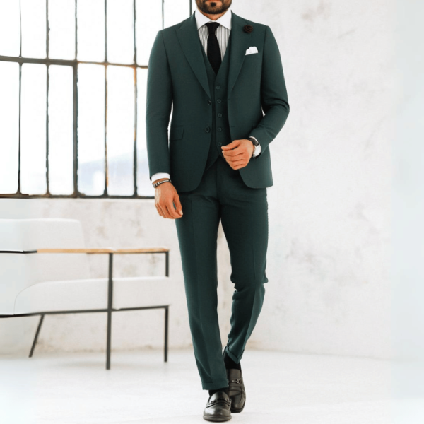3Piece Forest Green Formal Suit for Men - Image 2