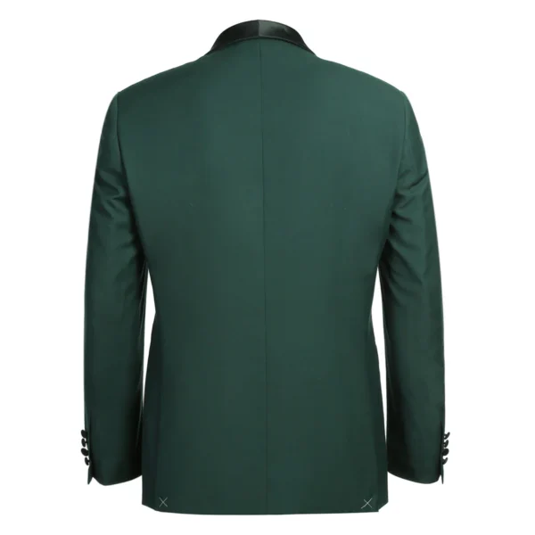 Men's Slim Fit 2-Piece Shawl Lapel Tuxedo Dark Green Suit - Image 7