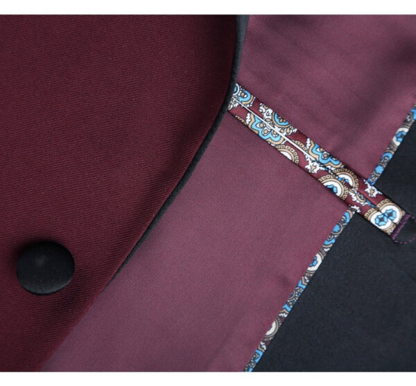 Men's Slim Fit 2-Piece Shawl Lapel Tuxedo Burgundy Suit - Image 7