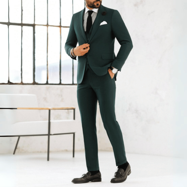 3Piece Forest Green Formal Suit for Men - Image 5