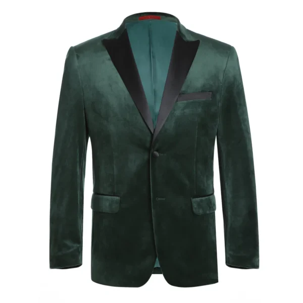 290-9 Men's Slim Fit Stretch Green Tuxedo Blazer - Image 2