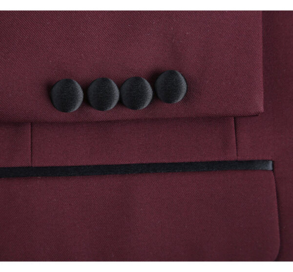 Men's Slim Fit 2-Piece Shawl Lapel Tuxedo Burgundy Suit - Image 6