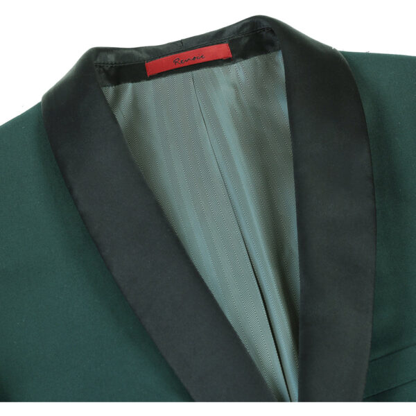 Men's Slim Fit 2-Piece Shawl Lapel Tuxedo Dark Green Suit - Image 6