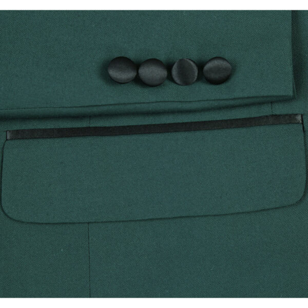 Men's Slim Fit 2-Piece Shawl Lapel Tuxedo Dark Green Suit - Image 4